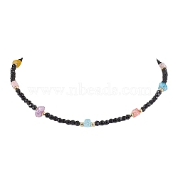 Synthetic Crackle Quartz Beaded Necklaces for Women, with Glass Bead, 16.77 inch(42.6cm)(NJEW-JN04801)