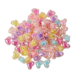 Acrylic Beads, Beads in Beads, Heart, AB Color, Mixed Color, 15x21mm, 200g/box(OACR-SZ0001-11)