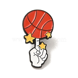 Black Alloy Brooches, Enamel Pins, for Backpack Clothes, Basketball, 30.5x16x1.5mm(JEWB-R272-01A)
