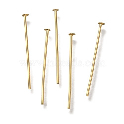 Brass Flat Head Pins, Lead Free & Cadmium Free, Real 24K Gold Plated, 20x0.7mm, Head: 2mm(KK-H502-01C-G)