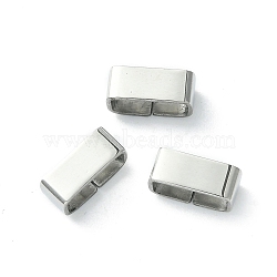 Non-Tarnish 201 Stainless Steel Slide Charms/Slider Beads, For Leather Cord Bracelets Making, Rectangle, Stainless Steel Color, 4x9.6x4.6mm, Hole: 8x3mm(STAS-C016-08A-P-1)