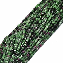 Natural Ruby in Zoisite Beads Strands, Faceted Table Cut Cube, 2x2x2mm, Hole: 0.6mm, about 173pcs/strand, 15.55''(39.5cm)(G-E576-72)