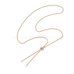 Brass Slider Necklace Makings, with Curb Chain and Slider Beads, Real 18K Gold Plated, 24.02 inch(61cm)(AJEW-JB01260-01)