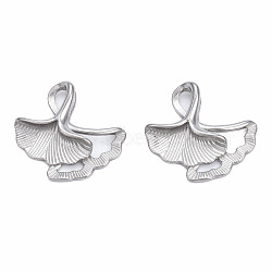 Non-Tarnish 316 Surgical Stainless Steel Charms, Ginkgo Leaf, Stainless Steel Color, 16x16.5x4mm, Hole: 1.8mm(STAS-N092-133)