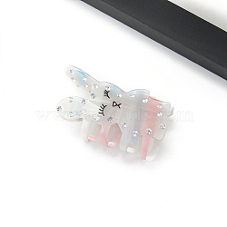 Rabbit Cellulose Acetate Claw Hair Clips, Rhinestones Hair Accessories for Women & Girls, Light Steel Blue, 65x32x47mm(PW-WG73064-01)