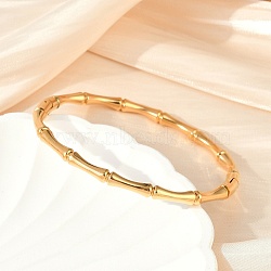 304 Stainless Steel Bamboo Joint Hinged Bangle, Golden, Inner Diameter: 1-7/8x2-1/4 inch(4.75x5.75cm)(JB757B)