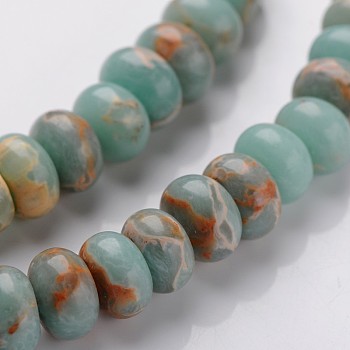 Synthetic Aqua Terra Jasper Beads Strands, Rondelle, 8x5mm, Hole: 1mm, about 78pcs/strand, 15.1 inch