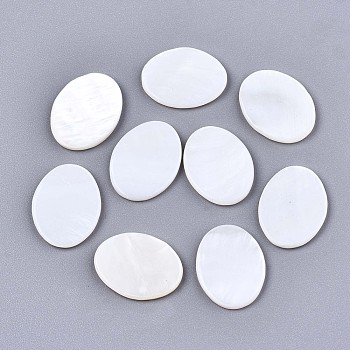 Natural Freshwater Shell Cabochons, Oval, Seashell Color, 15.5x12x1.5mm
