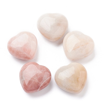Natural Pink White Jade Heart Love Stone, Pocket Palm Stone for Reiki Balancing, 30x30x15mm
