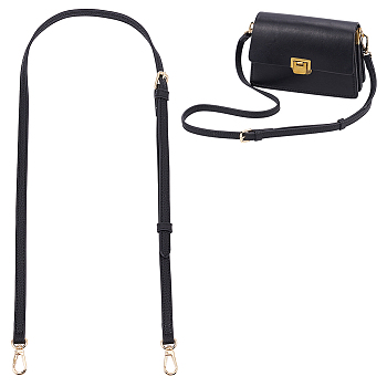 Microfiber Leather Bag Strap, with Zinc Alloy Swivel Clasps, for Bag Replacement Accessories, Black, 90.5~122x1.3cm