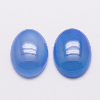 Natural Agate Cabochons, Grade A, Dyed, Oval, Cornflower Blue, 40x30x7mm