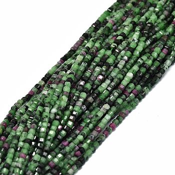 Natural Ruby in Zoisite Beads Strands, Cube, 2x2x2mm, Hole: 0.6mm, about 173pcs/strand, 15.55''(39.5cm)