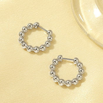 Stylish 304 Stainless Steel Round Hoop Earrings, Silver, 18.29x20.34mm