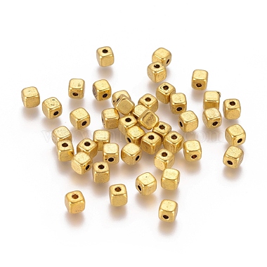 4mm Antique Golden Cube Alloy Spacer Beads
