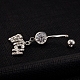Bijoux de piercing plaqué platine en laiton zircon cubique anneau de nombril anneau de nombril anneaux de ventre(AJEW-EE0001-07)-2