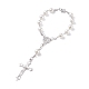 Religious Prayer Imitation Pearl Beaded Rosary Bracelet(BJEW-O140-01P)-1