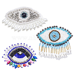3Pcs 3 Colors ABS & Felt & Glass Badge for Backpack Clothes, Eye, 54~74x76~87mm, 1pc/color(JEWB-NB0001-32)