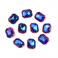 Pointed Back Glass Rhinestone Cabochons, Nail Art Decoration Accessories, AB Color Plated, Faceted, Mahjong, Medium Blue, 10x8x4mm, about 720pcs/bag(MRMJ-N027-007-A03)