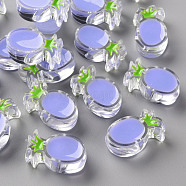 Transparent Enamel Acrylic Beads, Pineapple, Lilac, 25x15x9mm, Hole: 3.5mm(TACR-S155-002J)