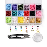 DIY Bracelet Making Kit, Including Polymer Clay Disc & Natural Cowrie Shell Beads, Starfish Alloy Pendants, Elastic Wire, Scissor, Mixed Color, 3206~3356Pcs/box(DIY-XCP0002-60)
