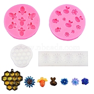 4Pcs 4 Style Silicone Molds, Resin Casting Molds, For UV Resin, Epoxy Resin Jewelry Making, Flower & Bee & Honeycomb, Mixed Color, 1pc/style(DIY-SZ0005-59)