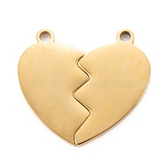 304 Stainless Steel Split Pendants, Double Heart , Golden, 24.5x25x1.4mm, Hole: 1.8mm(STAS-G251-07B-G)