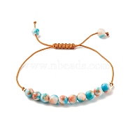 Round Natural White Jade Braided Bead Bracelet, Gemstone Adjustable Bracelet for Women, Deep Sky Blue, Inner Diameter: 3/4~3-1/8 inch(1.9~8cm)(BJEW-JB07969-04)