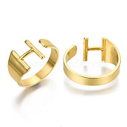 Alloy Cuff Finger Rings, Cadmium Free & Nickel Free & Lead Free, Alphabet, Golden, Letter.H, US Size 8(18.1mm)(X-RJEW-S038-195H-G-NR)