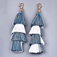Polycotton(Polyester Cotton) Tassel Big Pendant Decorations, with Light Gold Plated Alloy Swivel Lobster Claw Clasps, Cadmium Free & Lead Free, Colorful, 210~215mm(FIND-S302-13C)