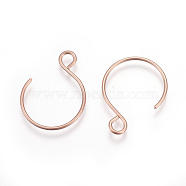 Ion Plating(IP) 304 Stainless Steel Earring Hooks, with Horizontal Loop, Rose Gold, 19x15mm, Hole: 2mm, 20 Gauge, Pin: 0.8mm(STAS-L216-02B-RG)