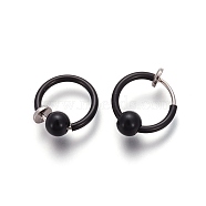 Electroplate Brass Retractable Clip-on Earrings, Non Piercing Spring Hoop Earrings, Cartilage Earring, with Removable Beads, Black, 12.6x0.8~1.6mm, Clip Pad: 4.5mm(EJEW-L221-02H)