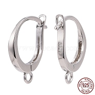 Rhodium Plated 925 Sterling Silver Leverback Earring Findings, wit Loop, Platinum, 14x10x2mm, Hole: 1.4mm, Pin: 0.7mm(X-STER-I017-087P)