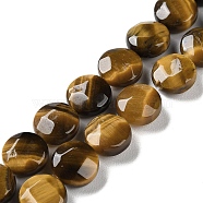 Natural Tiger Eye Beads Strands, Faceted, Flat Round, 10~10.5x4.5~5.5mm, Hole: 1.2mm, about 20pcs/strand, 7.80 inch(19.8cm)(G-K357-B12-01)
