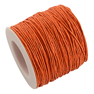 Eco-Friendly Waxed Cotton Thread Cords, Macrame Beading Cords, for Bracelet Necklace Jewelry Making, Dark Orange, 1mm, about 100yards/roll(YC-R008-1.0mm-161)