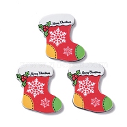 Christmas Style Printed Acrylic Cabochons, Christmas Socking, 32x30x2.5mm(MACR-O045-01H)