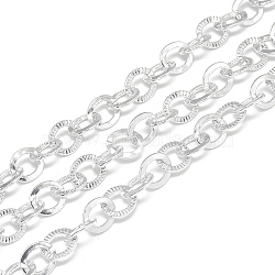 Aluminum Cable Chains, Textured, Unwelded, Flat Oval, Gainsboro, 9.8x8x1.6x1mm(CHA-S001-033)