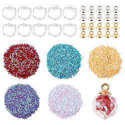 DIY Glass Pendant Making Kits, include Handmade Blown Glass Beads, CCB Plastic Bead Cap Pendant Bails and Star Shining Nail Art Sequins, Mixed Color, Glass Beads: 15.5x15x15mm, Hole: 4.5mm, 10pcs/box(DIY-CA0001-38)