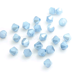 Electroplate Glass Imitation Jade Beads Strands, Faceted, Rainbow Color Plated, Grade AAA, Bicone, Sky Blue, 4mm, Hole: 1mm, about 92~96pcs/strand, 13.78~14.37 inch(X-EGLA-Q114-4mm-A11)