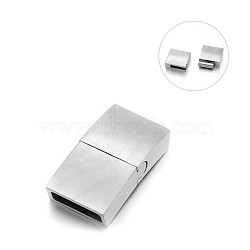 Matte 304 Stainless Steel Rectangle Magnetic Clasps with Glue-in Ends, Stainless Steel Color, 30x17x5mm, Hole: 15x3mm(STAS-E089-60A)