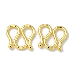 Brass S-Hook Clasps, Long-Lasting Plated, Lead Free & Cadmium Free, Golden, 9x10x1mm(KK-Q019-08B-G)