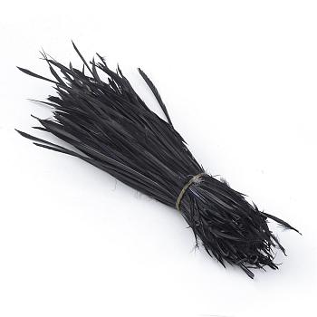 Goose feather Costume Accessories, Dyed, Black, 80~250x3~5mm, about 200pcs/bundle