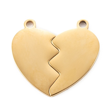 304 Stainless Steel Split Pendants, Double Heart , Golden, 24.5x25x1.4mm, Hole: 1.8mm
