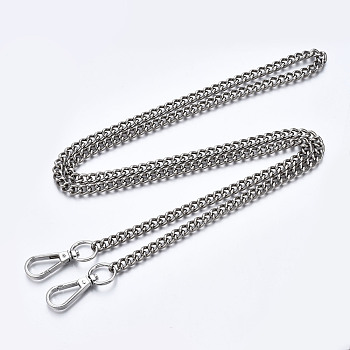 Bag Chains Straps, Iron Curb Link Chains, with Alloy Swivel Clasps, for Bag Replacement Accessories, Platinum, 1200x7.5mm