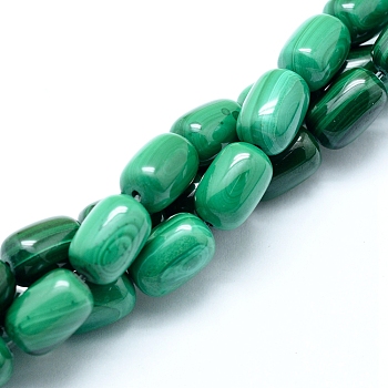 Natural Malachite Beads Strands, Column, 12x8mm, Hole: 0.8mm, about 32pcs/strand, 15.75 inch(40cm)