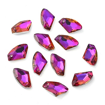 Electroplated Glass Pendants, Back Plated, Faceted, Polygon, Purple, 19x11x5mm, Hole: 1.2mm