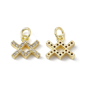 Real 18K Gold Plated Brass Micro Pave Clear Cubic Zirconia Charms, with Jump Ring, Constellation Charm, Aquarius, 10x11x2.5mm, Hole: 3.4mm