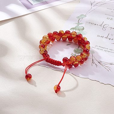 bracelet de perles tressées en verre rond étincelant(BJEW-SW00082-18)-5