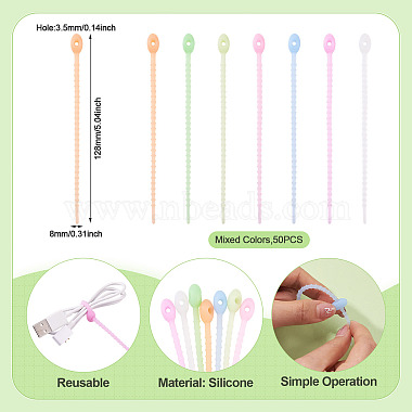 50Pcs Luminous Silicone Cable Ties(FIND-TA0010-63B)-5