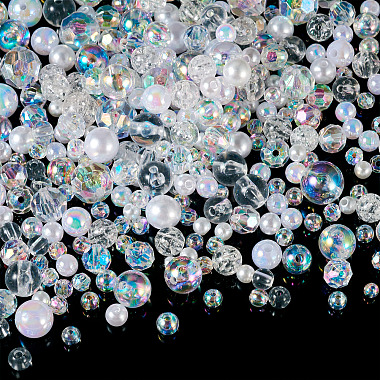 Transparent & Opaque Acrylic Bead(OACR-TAC0002-08E)-3