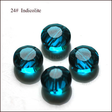 6mm DarkCyan Flat Round Glass Beads